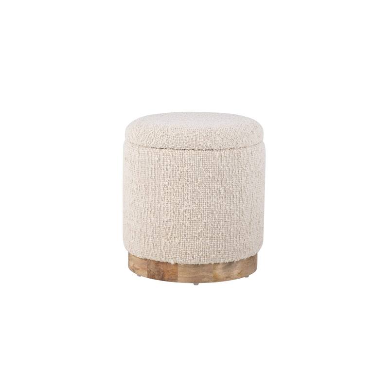 Handwoven Storage Ottoman with Rounded Wooden Base