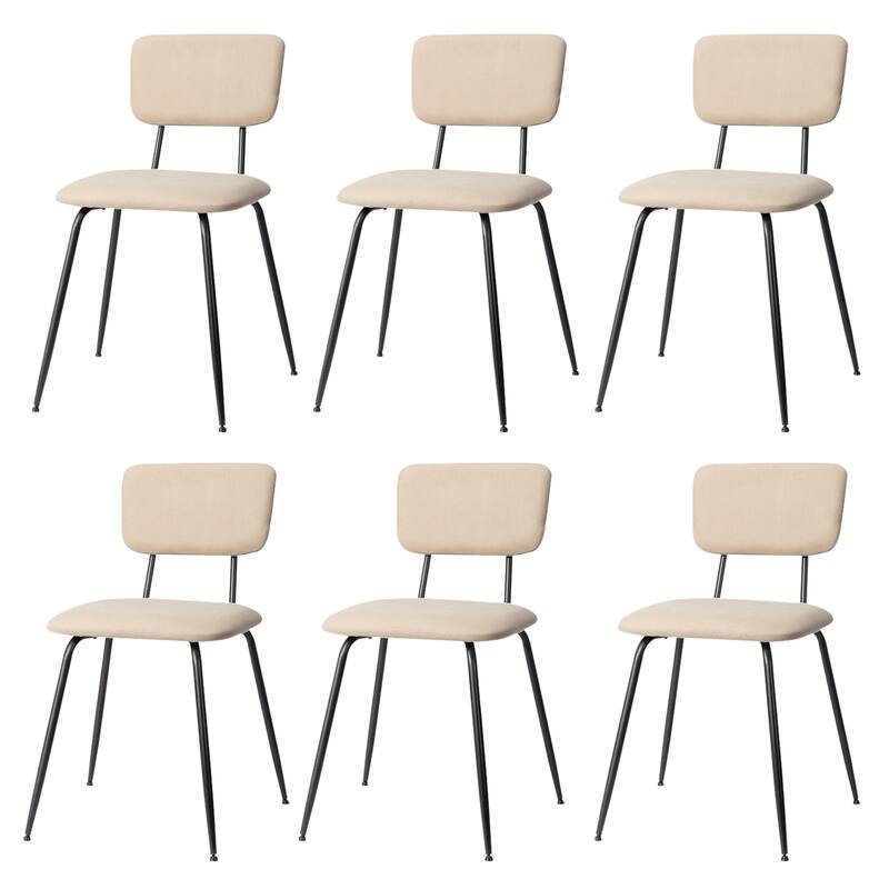 Iron Modern Padded Office Chairs Adjustable Foot Pads Set - Beige-6pc
