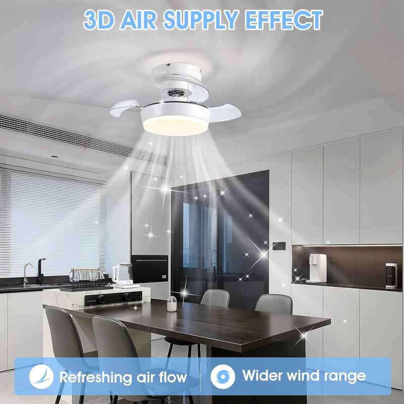 24" Small Ceiling Fan with Light and Remote,Retractable Blades,Small Fan Light for Bedroom,Closet,Bathroom - 13 Inches