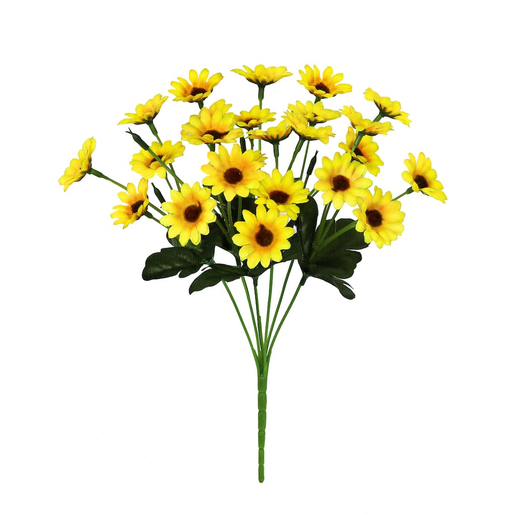 Set of 8 Yellow Artificial Delicate Mini Daisy Flower Stem Bush Bouquet 13in - 13" L x 6" W x 6" DP