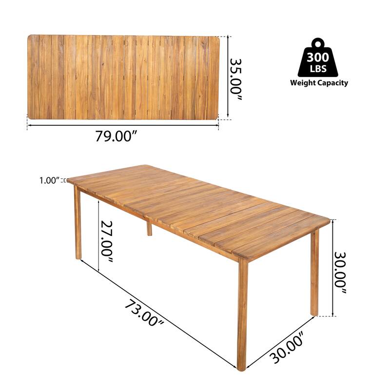 Christopher Knight Home - Modern Outdoor Solid Acacia Wood Dining Table with Rectangular Top