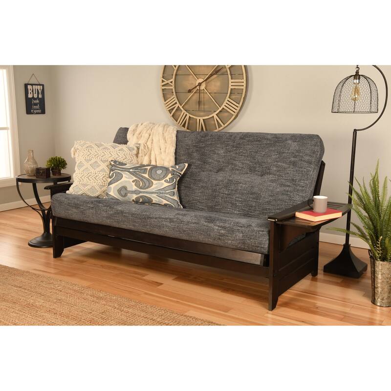 Somette Phoenix Espresso Futon Set with Hand Woven Mattress - Smoke