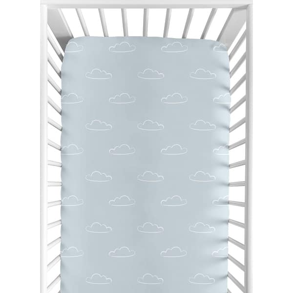 slide 2 of 6, Sweet Jojo Designs Blue Clouds Boy Fitted Crib Sheet Slate and White Cloud Sky for Vintage Airplane Aviator Aviation Collection