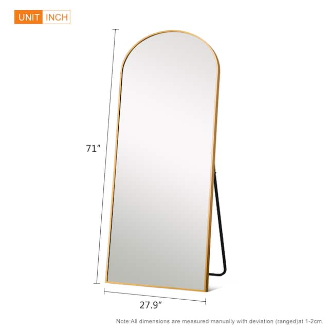 Arch Floor & Full Length Gold Framed Wall Mirror
