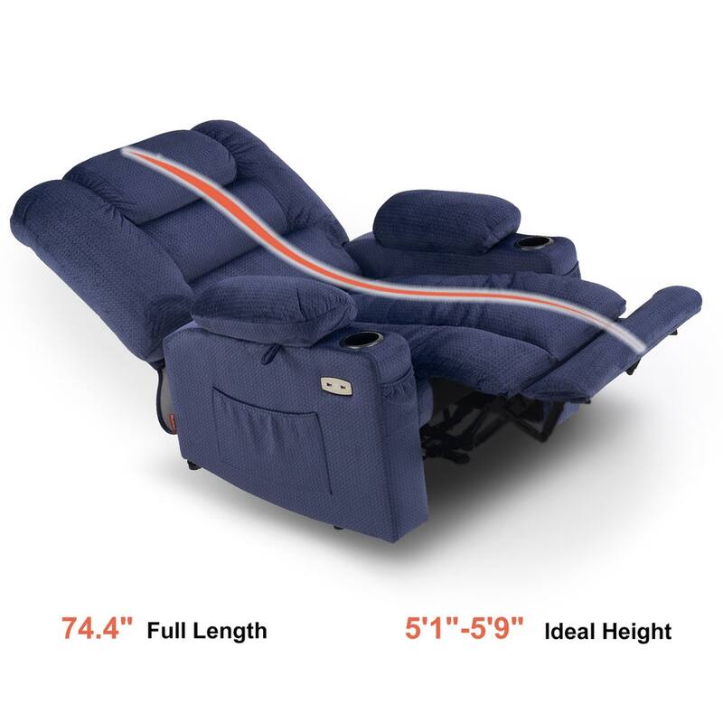 MCombo Electric Power Recliner Chair with Heat and Massage, Fabric 6079/PR670