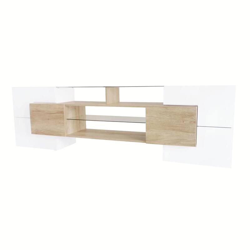Unique Shape TV Stand with Illuminated Glass Shelves