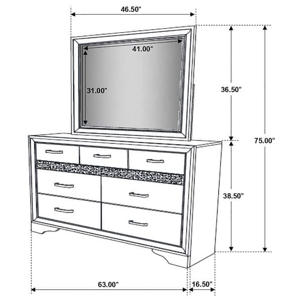 dimension image slide 1 of 4, Miranda Contemporary Wood 7-drawer Dresser White