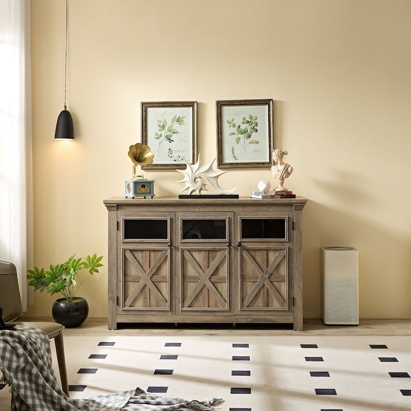 53'' Bar Wine Bar Storage Cabinet Adjustable Shelves Buffet/Sideboard