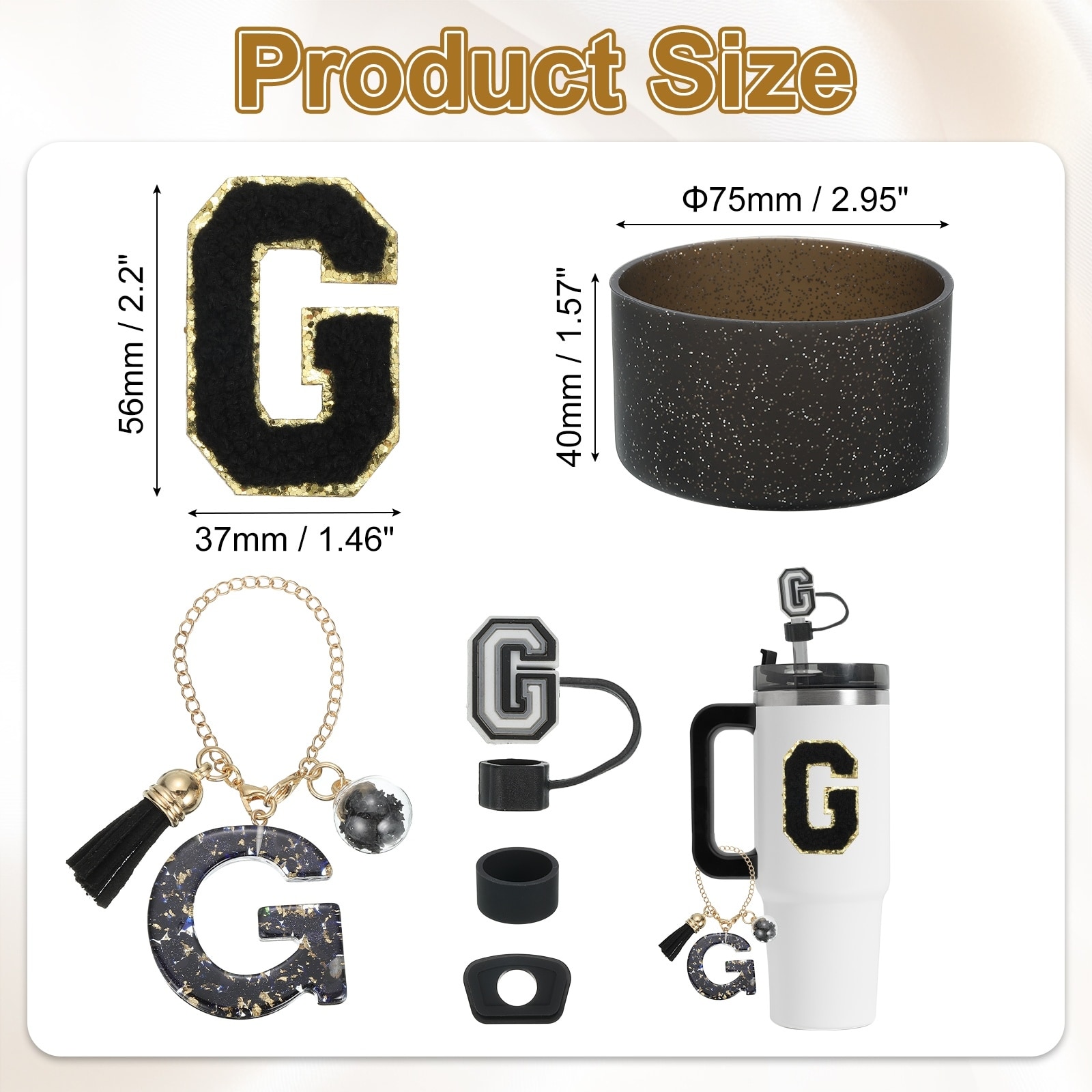 Cup Accessories Set for Cup Tumbler with Handle, Including Silicone Straw Cover, Boot, Spill Proof Stoppers, Handle Charm