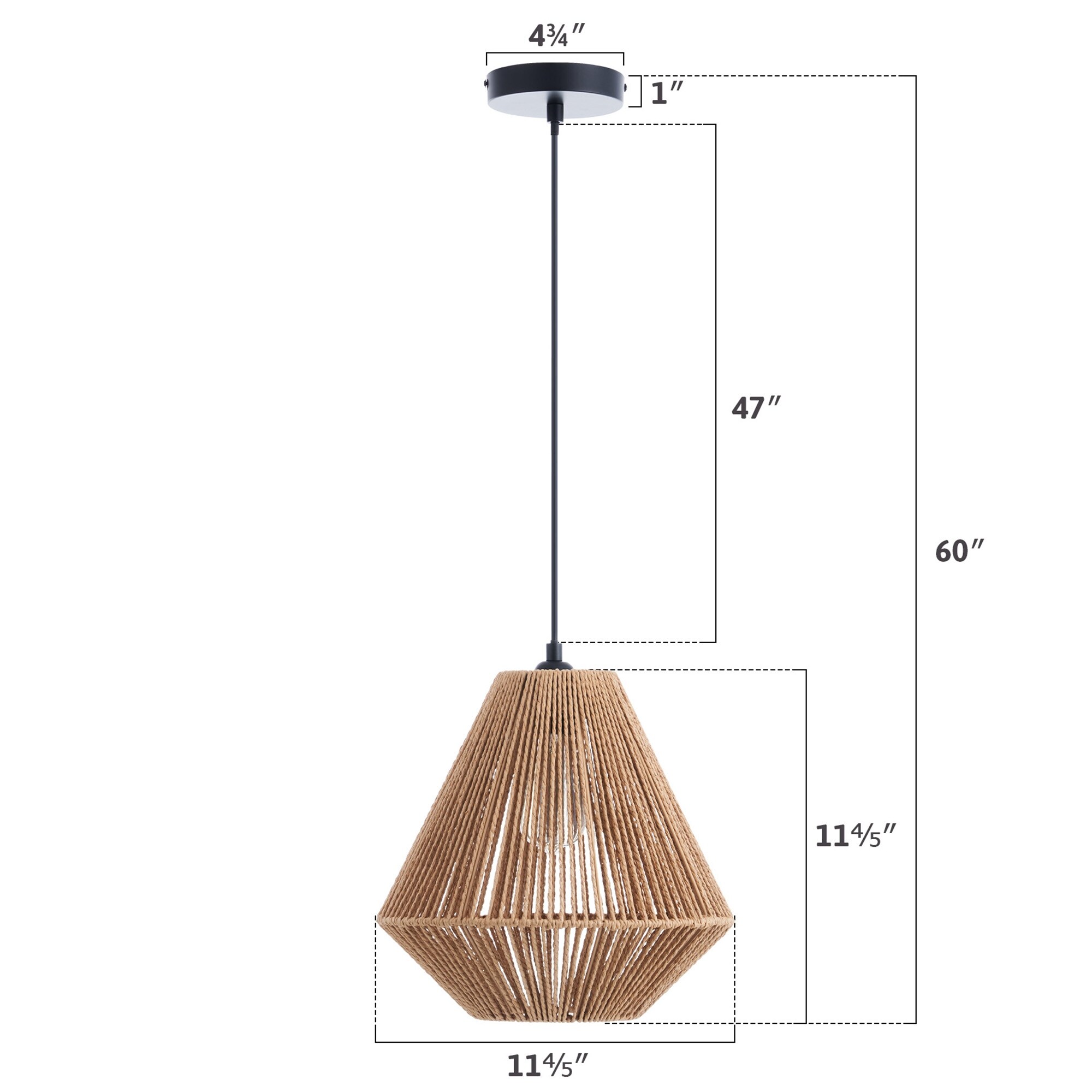 その他 off-world V3SCOJO CO-Z Boho Handwoven Hemp Rope Pendant Light Fixture - Tan