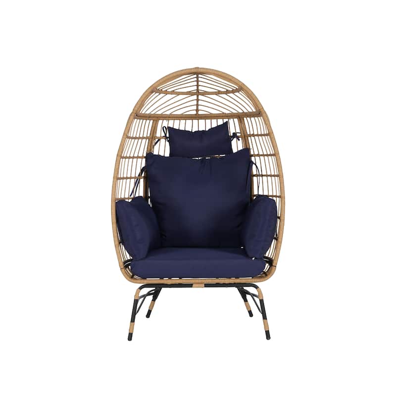 GDFStudio - Serena Oversized Egg Chair with Ottoman and Thick Cushions for Relaxing Indoor and Outdoor Lounging