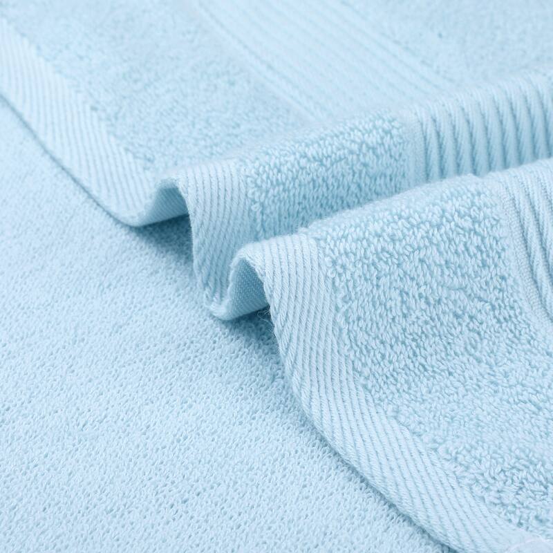 Striped Cotton Hand Towels, 14 x 30 Inch Highly Absorbent and Quick Dry Towels for Bathroom, Kitchen and Hotel Light Blue