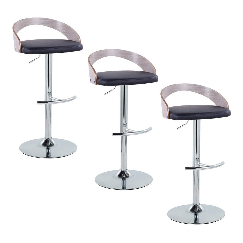 Grotto Adjustable Barstool with Chrome Base- Set Of 3