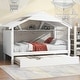 preview thumbnail 1 of 16, White Twin Size Solid Wood House Bed with Trundle and Storage for Kids Twin - White
