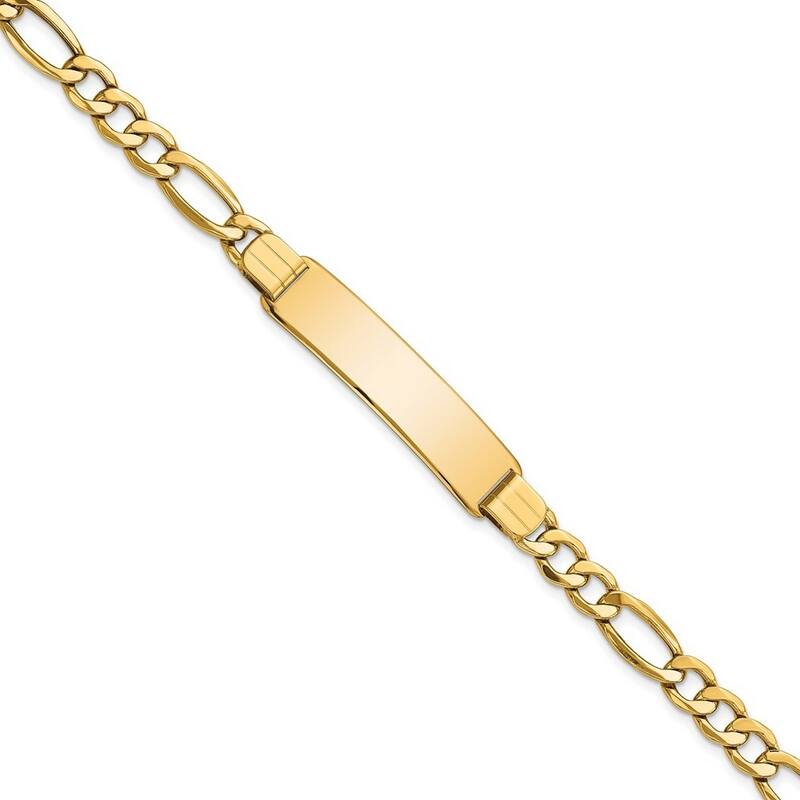 Curata 10.34mm 10k Yellow Gold Engravable Semi solid Figaro Link ID Bracelet 8 Inch