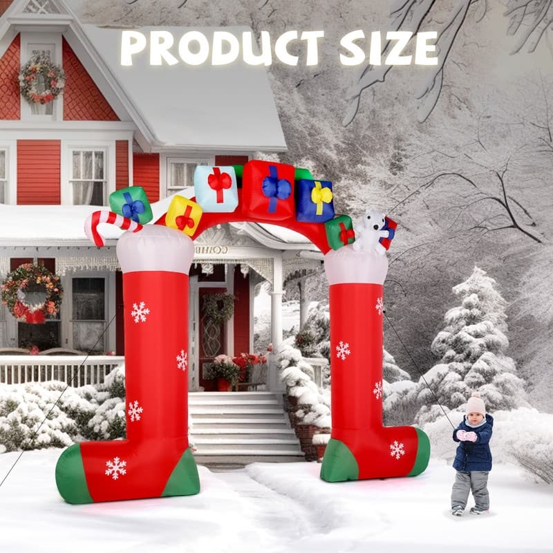 9ft 11 LED Lights Christmas Sock Arch Holiday Arch Decoration - N/A