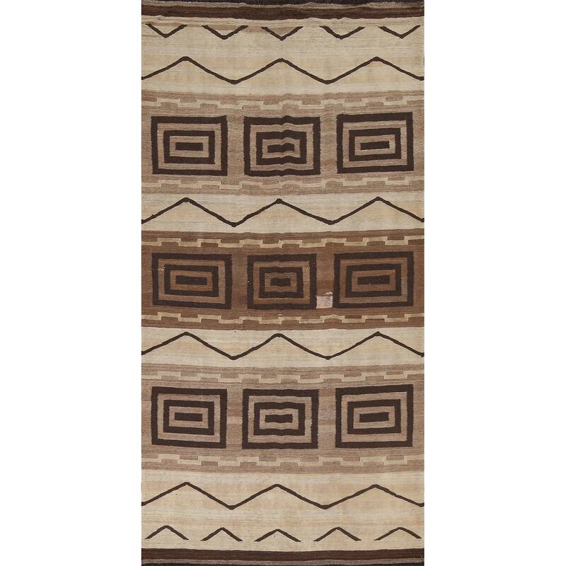 Kilim Natural Dye Geometric Tribal Oriental Area Rug Wool Flat-woven - 5'4" x 9'11"