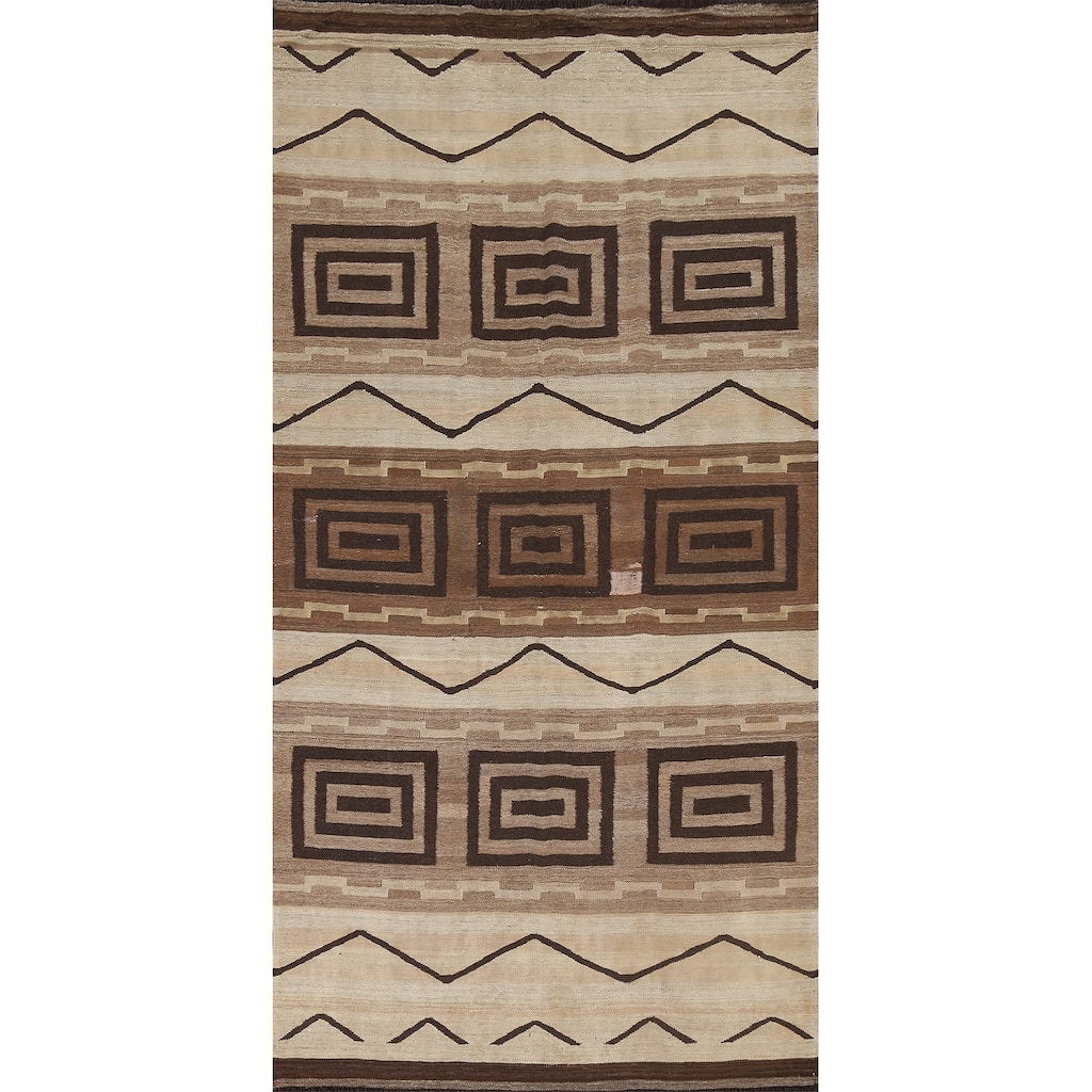 Kilim Natural Dye Geometric Tribal Oriental Area Rug Wool Flat-woven - 5'4" x 9'11"