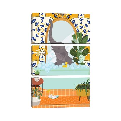 iCanvas "Elephant In Bathroom With Moroccan Tile" by Jania Sharipzhanova 3-Piece Canvas Wall Art Set