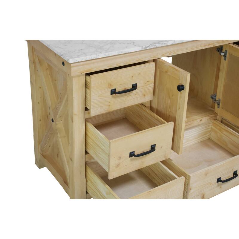 KitchenBathCollection Tuscany 60" Single Bathroom Vanity with Carrara Marble Top