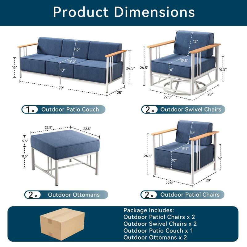 Outdoor Patio Funiture Set with Extra-Thick Seat cushion