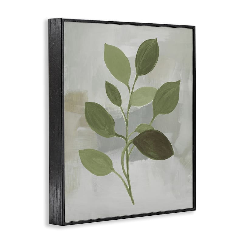 Stupell Leaf Sprigs over Grey Framed Giclee Art Design By Lanie Loreth