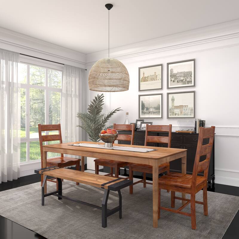 Brown Mango Wood Ladder Back Dining Chair (Set of 2)