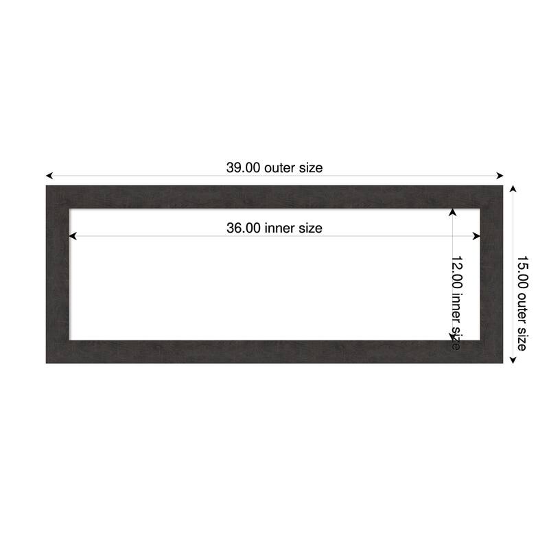 Amanti Art Rustic Plank Espresso Narrow Framed Dry Erase Magnetic Board - 39 x 15 in - Rustic Plank Espresso Narrow