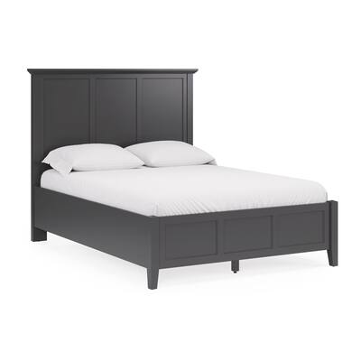 Fritz Full Size Bed, Three Panel Design, Beveled Top, Black Solid Wood