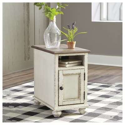 Realyn White/Brown Traditional Chair Side End Table