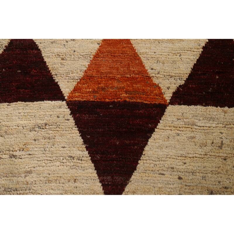 Hand Knotted Oriental 100% Wool Carpet Modern Geometric Beige & Ivories Moroccan Area Rug - 7' 9'' X 5' 9''
