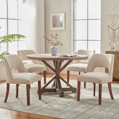 Dining Chairs Set of 2/4/6,Fabric Upholstered Kitchen Chairs with Wood Legs
