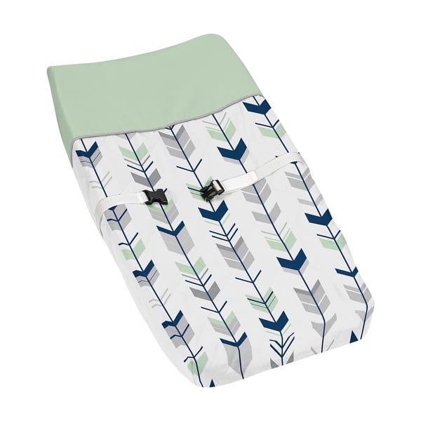 slide 2 of 6, Sweet Jojo Designs Mod Arrow Grey/Mint Microfiber Changing Pad Cover