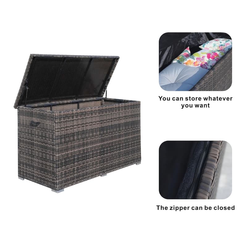 Outdoor 296 Gallon Large Rattan Deck Storage Box by Abrihome