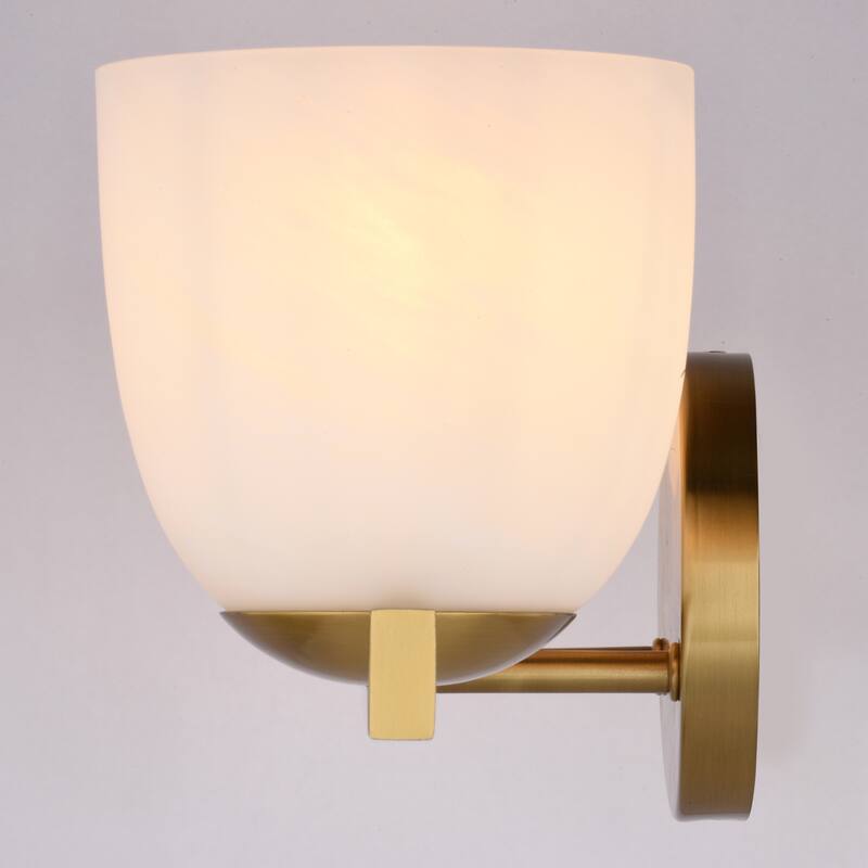 VAXCEL Bosworth Contemporary Bathroom Vanity Wall Light Fixture, White Alabaster Glass Shade, Dimmable, Reversible