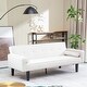 Futon Sofa Bed Convertible Couch Bed with Square Armrests, Linen ...