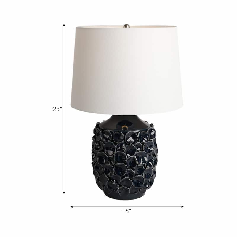 Decorative Textured Ceramic Table Lamp - 25", White & Blue - 25.0"