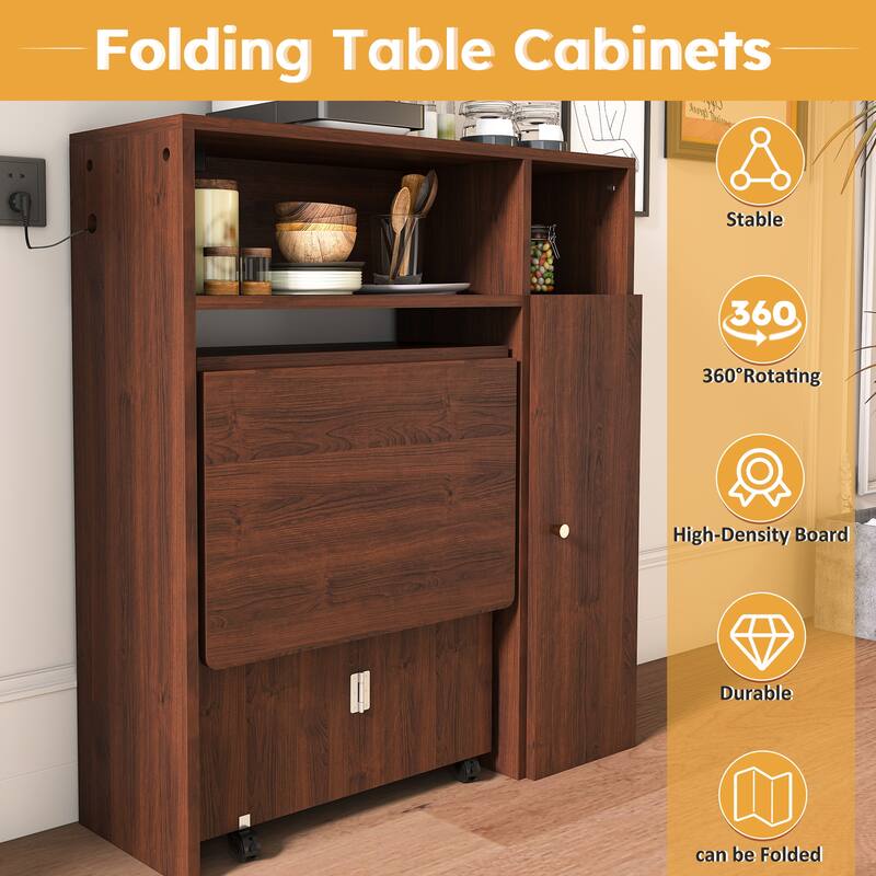 Multifunctional Folding Dining Table with Storage for Small Apartments