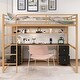 preview thumbnail 1 of 11, Full Size Metal Loft Bed with Desk, Cabinets, Drawers and Bedside Tray, Charging Station, USB & Socket Gold+Black