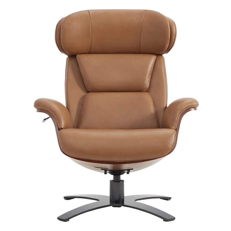 Spruce & Spring Leon Swivel Recliner Chair with Ottoman Set and Adjustable Headrest