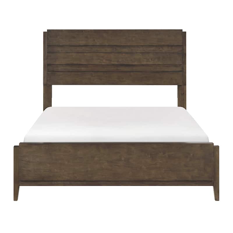 Classic Dark Walnut King Bed - Solid Rubberwood Frame with Headboard & Footboard