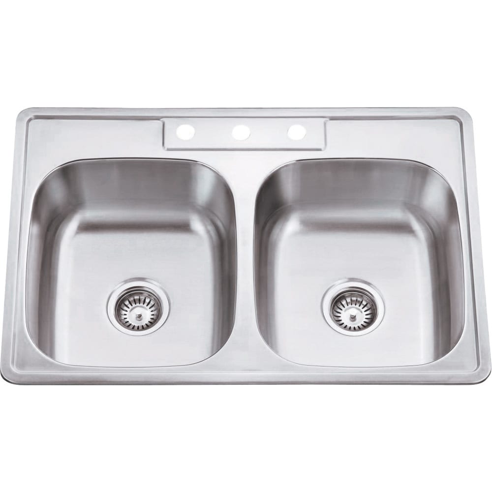 Hardware Resources 33" Drop In Double Basin Stainless Steel Kitchen