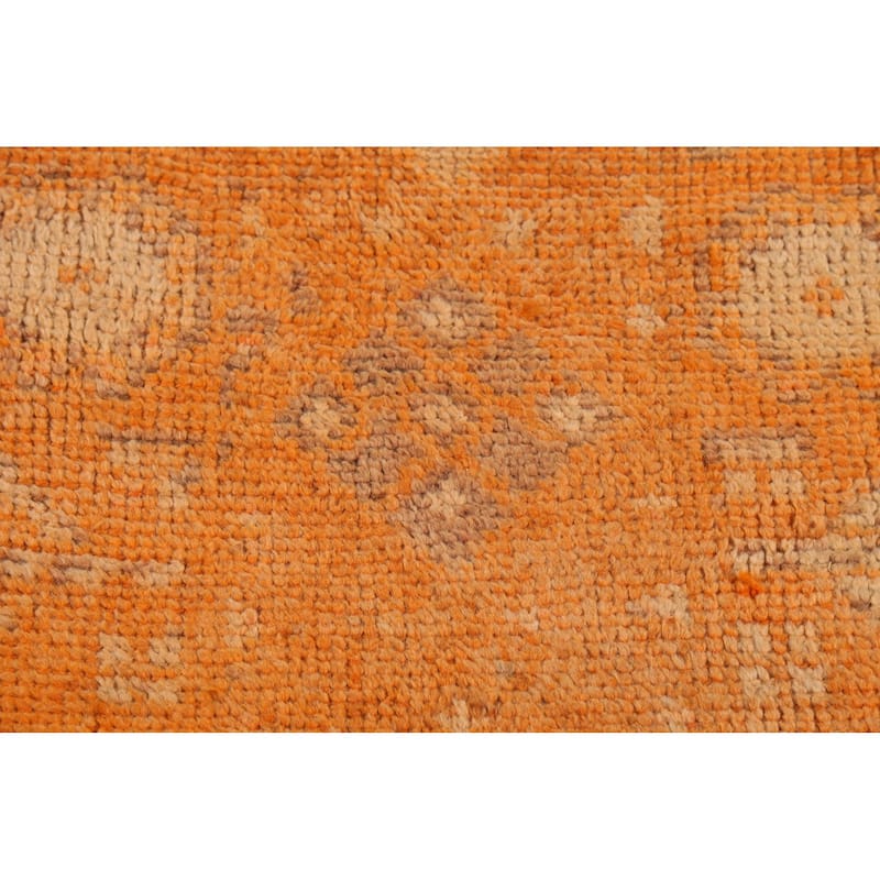Orange Anatolian Oriental Vintage Runner Rug Handmade Wool Carpet - 2'10"x 12'3"