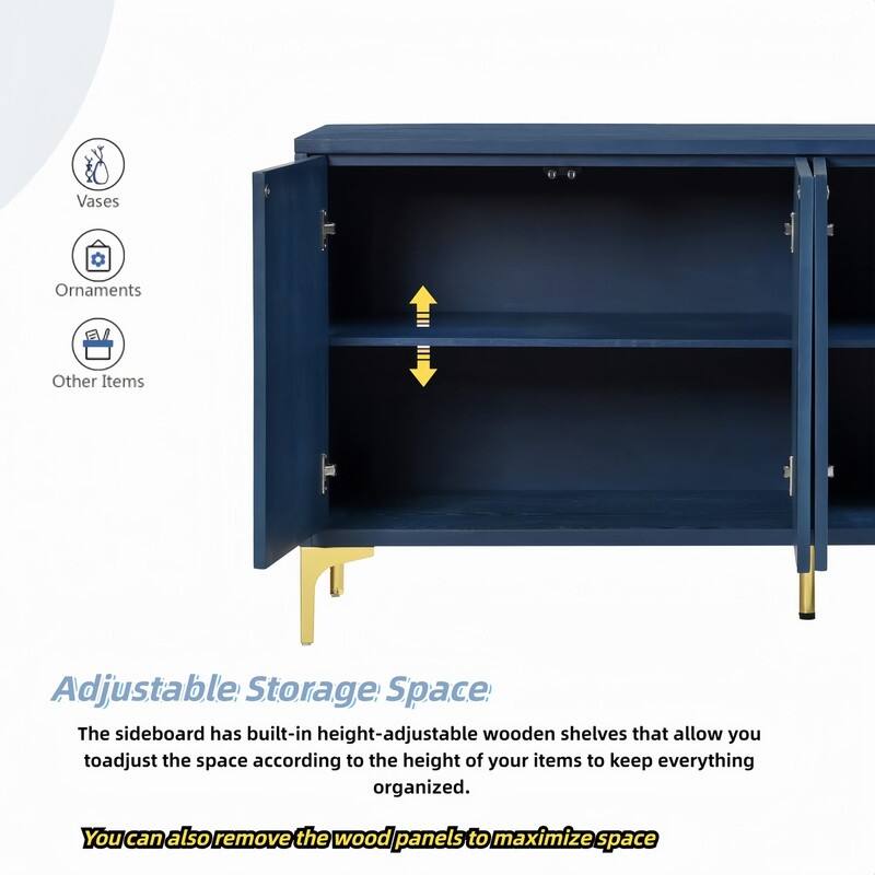 4-Door Sideboard with Adjustable Shelves,Multi-Functional Storage Cabinet for Home Organization