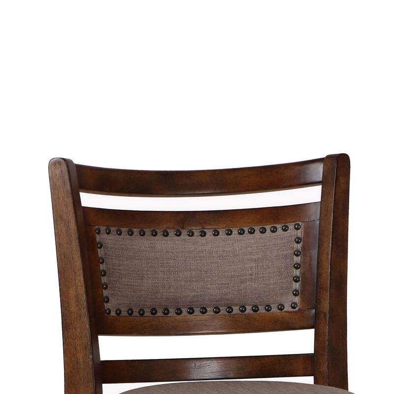 Curved Swivel Counter Stool with Fabric Padded Seating, Brown and Beige