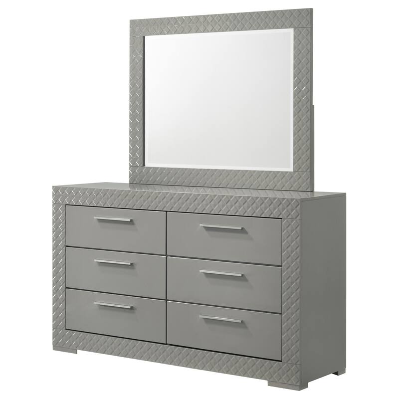 Ives 6-drawer Dresser and Mirror High Gloss