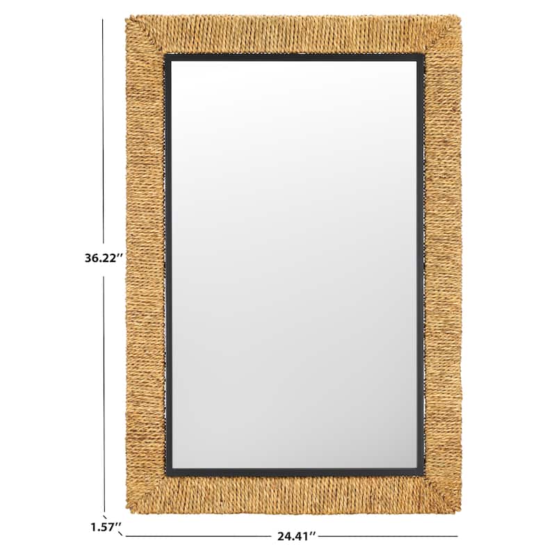 SAFAVIEH Home Amelda 24 x 36-inch Vertical Rectangle Natural/Black Mirror - 24.4"W x 1.6"D x 36.2"H
