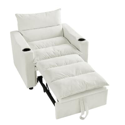 3-in-1 Convertible Sleeper Sofa Chair Bed, Sofa Chair with Adjustable Backrest, Pullout Sofa Bed with Cup Holder