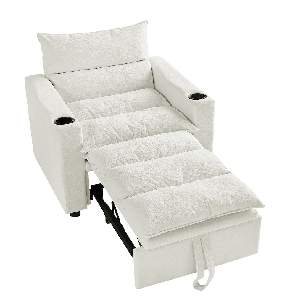 3-in-1 Convertible Sleeper Sofa Chair Bed, Sofa Chair with Adjustable Backrest, Pullout Sofa Bed with Cup Holder