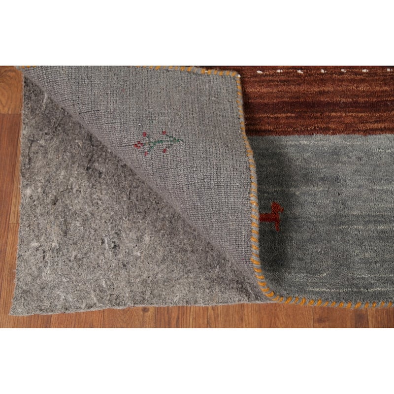 Little Animals Striped Gabbeh Oriental Area Rug Handmade Wool Carpet - 8'1"x 9'8"